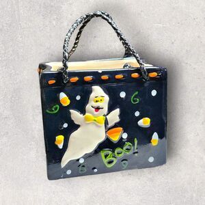 Vintage Ceramic Halloween Ghost Goody Bag Candy Dish East West Distributing
